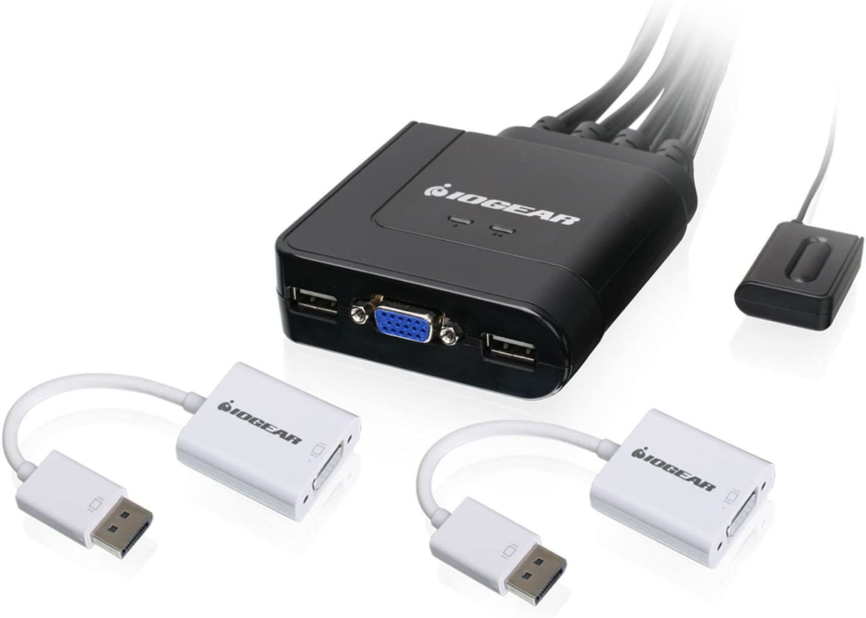 IOGEAR 2-Port VGA and DisplayPort Cable KVM Kit with Audio, GCS72DPKIT 2-Port USB VGA and DisplayPort