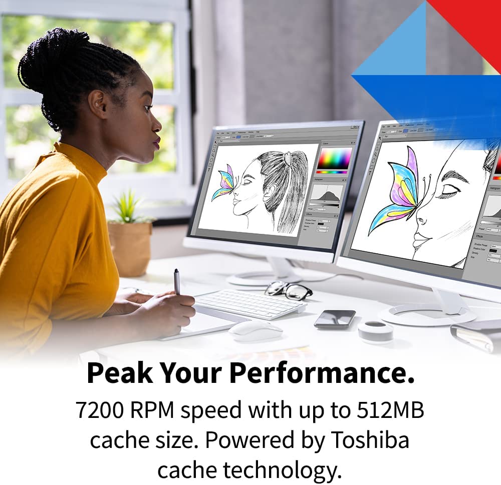 Toshiba X300 PRO 12TB High Workload Performance for Creative Professionals 3.5-Inch Internal Hard Drive – Up to 300 TB/Year Workload Rate CMR SATA 6 GB/s 7200 RPM 512 MB Cache - HDWR51CXZSTB Professional Workstation 12 TB