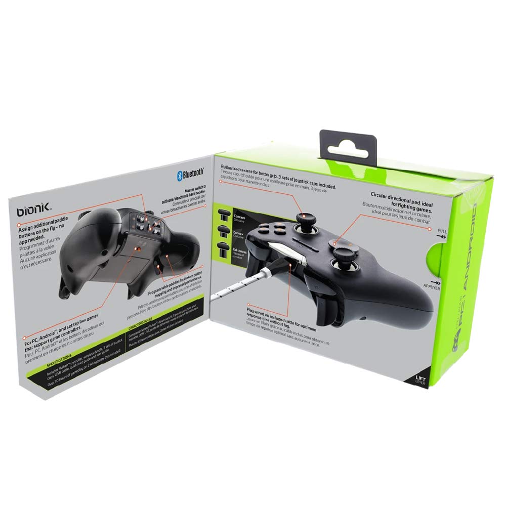 Bionik VULKAN Advanced Wireless Gaming Controller- For Windows PC, Android, Steam and VR Devices with Programmable Paddle Buttons- Dual Connectivity - Android