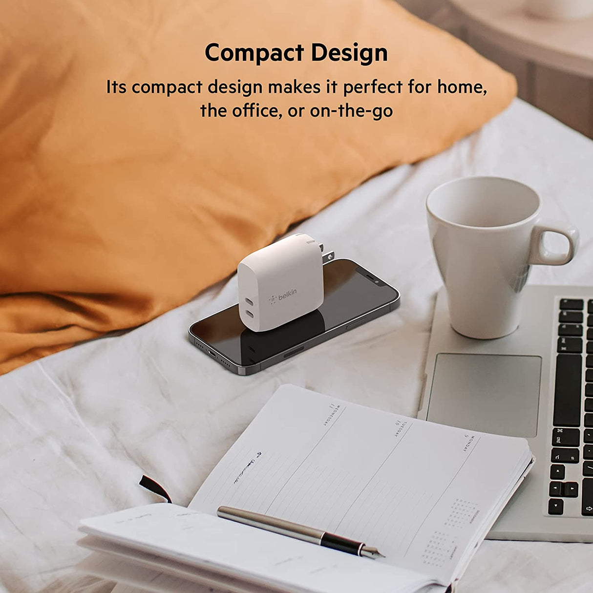 Belkin 40W USB-C PD Wall Charger, Dual USB-C Ports for 20W Per Port Fast Power Delivery Enabled Charging for iPhone 13, 13 Pro, 13 Pro Max, 12, 12 Pro, 12 Pro Max, Mini, iPad Pro, Galaxy, and More