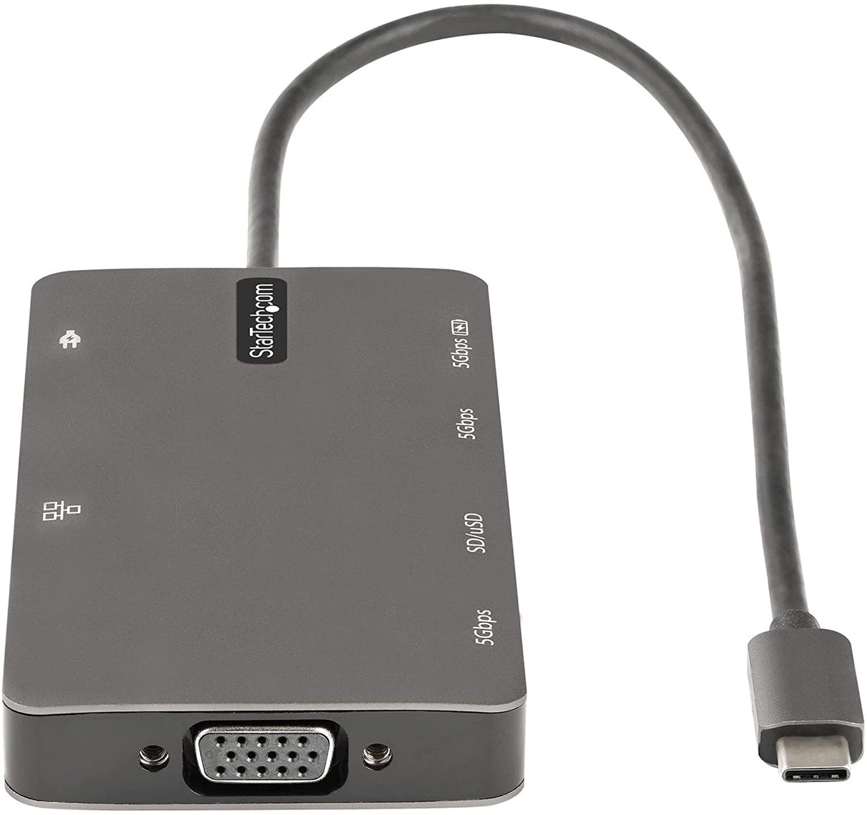 StarTech.com USB C Multiport Adapter - HDMI 4K 30Hz or VGA Travel Dock - 5Gbps USB 3.0 Hub (USB A/USB C Ports) - 100W Power Delivery - SD/Micro SD - GbE - 30cm Cable - USB C Mini Dock (DKT30CHVSDPD)