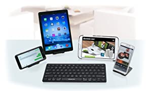 IOGEAR Slim Multi-Device Bluetooth Keyboard with Adjustable Stand for Smartphones and Tablets