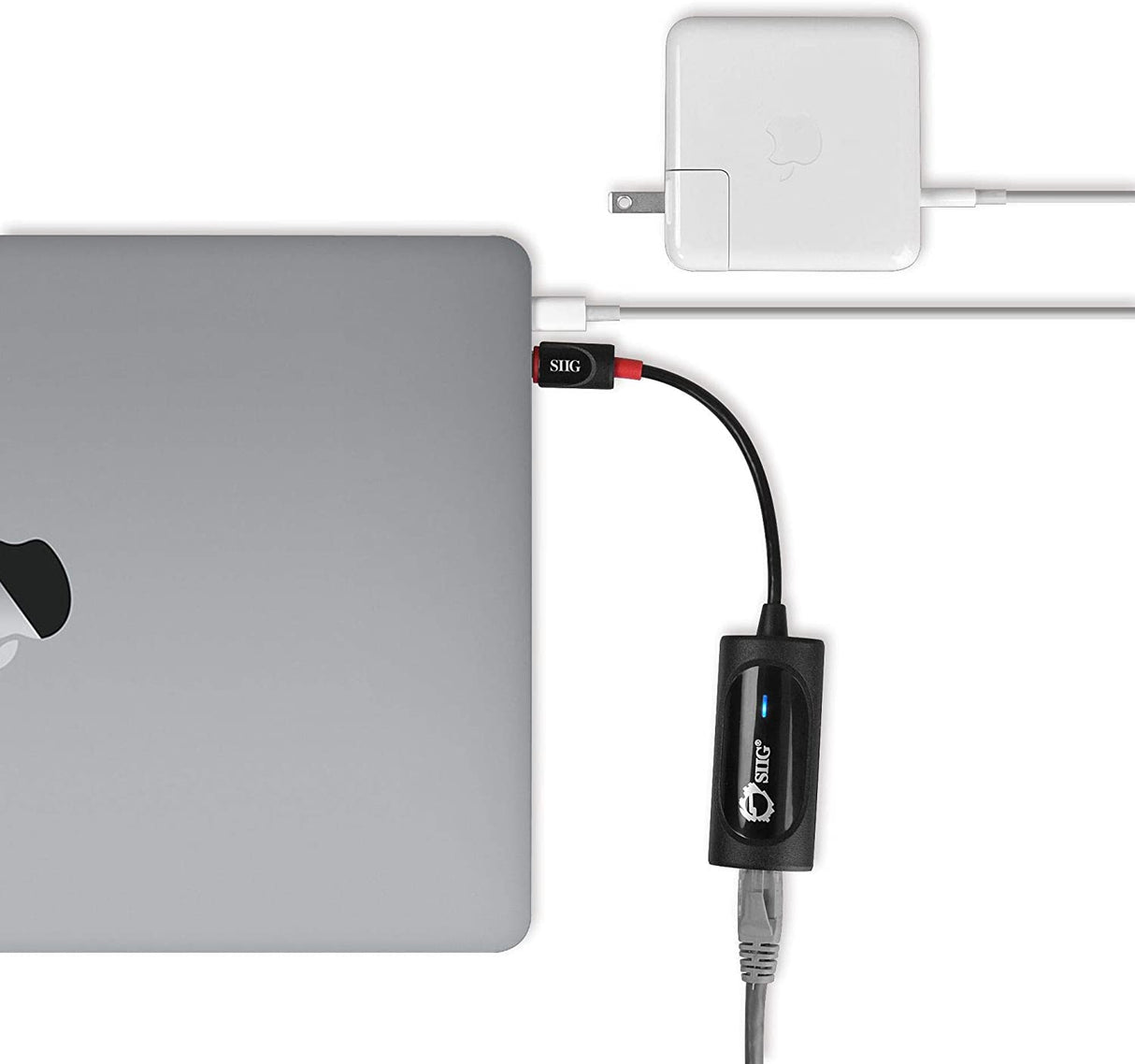 SIIG USB Type C to Gigabit Ethernet Adapter - 10/100/1000 Mbps LAN adapter for Windows and Mac Systems, Thunderbolt 3 (Black) Black - USB C