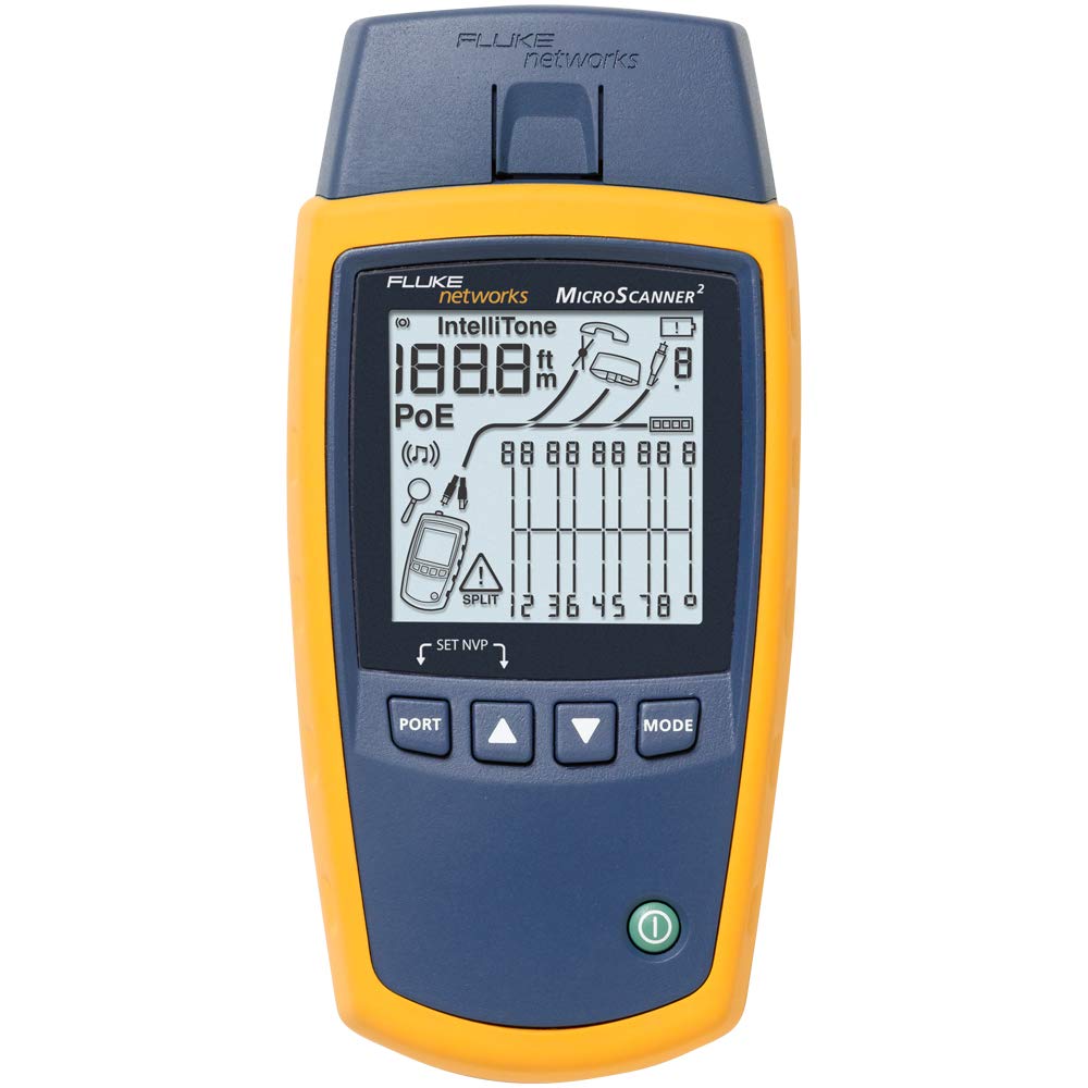 Fluke Networks MS2-100 MicroScanner2 Copper Cable Verifier with Built-In IntelliTone Toning, Troubleshoots RJ11, RJ45, Coax, Tests 10/100/1000Base-T, and Voip MS2-100: MicroScanner2 Cables