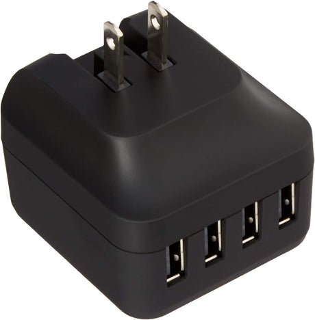 StarTech.com 4-Port Travel USB Wall Charger - 34W/6.8A International Travel Adapter - Portable USB Charging Station (USB4PACBK), Black Black 4 ports