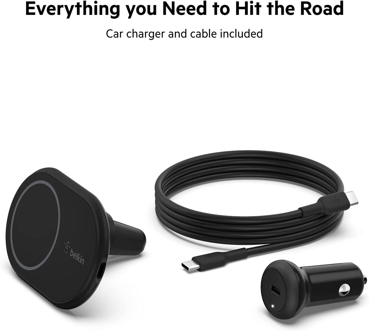 Belkin Magnetic Wireless Car Charger - MagSafe Compatible Car Mount Wireless Charger - Air Vent Mount With Included Power Supply for iPhone 14, iPhone 13 & iPhone 12 - Car Magnetic Phone Mount Charger Charging Mount