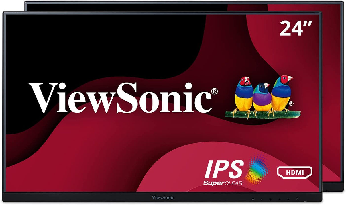 ViewSonic VA2456-MHD_H2 Dual Pack Head-Only 1080p IPS Monitors with Ultra-Thin Bezels, HDMI, DisplayPort and VGA for Home and Office 24-Inch Dual Pack