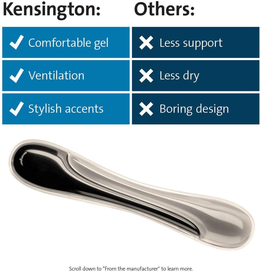 Kensington Duo Gel Keyboard Wrist Rest - Gray (K62395US) Grey Keyboard Wrist Rest