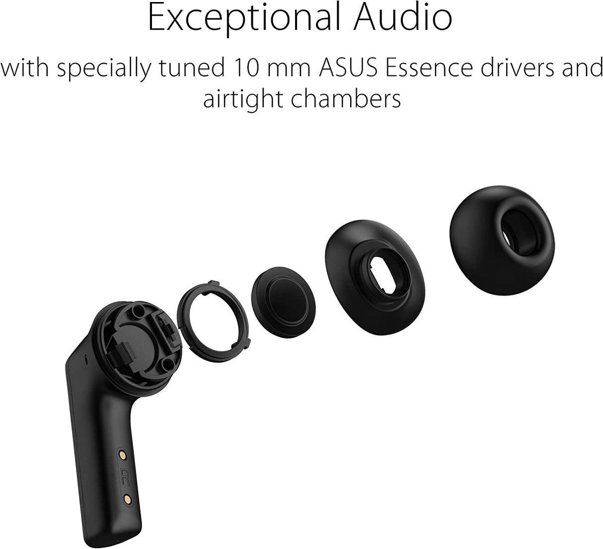 ASUS ROG Cetra True Wireless Gaming Headphones (Low-Latency Bluetooth Earbuds, Active Noise Cancelation, 27-Hour Battery Life, IPX4 Water Resistance, Wireless Charging)- Black