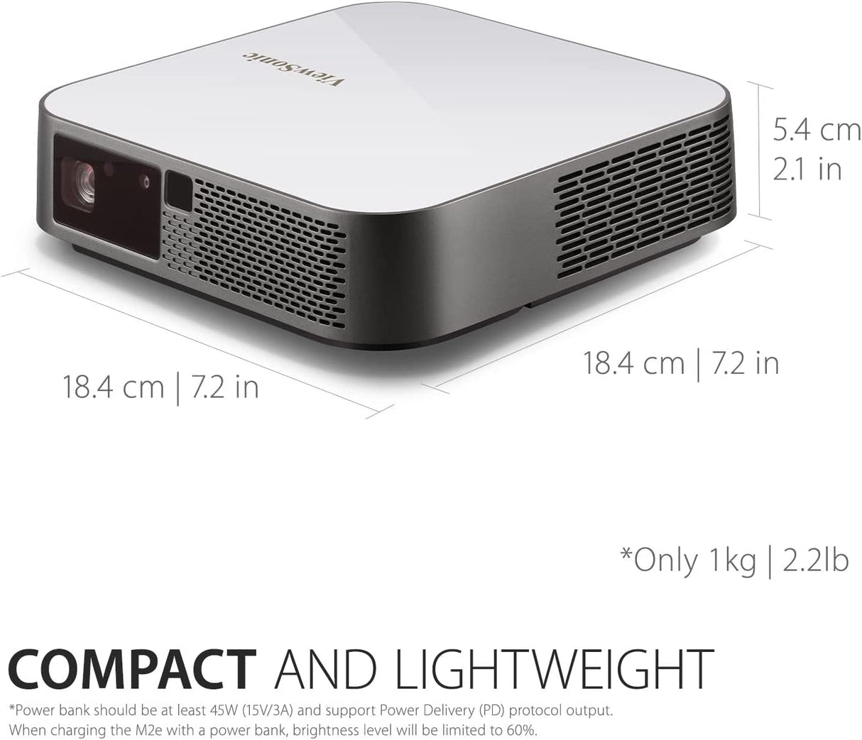 ViewSonic M2e 1080p Portable Projector with 1000 LED Lumens, H/V Keystone, Auto Focus, Harman Kardon Bluetooth Speakers, HDMI, USB C, 16GB Storage, Stream Netflix with Dongle
