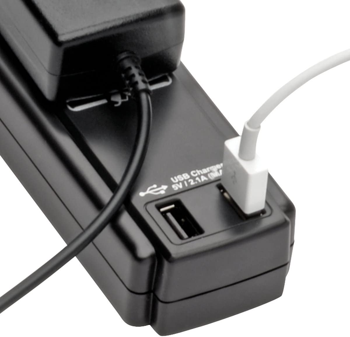 Tripp Lite 6 Outlet Surge Protector Power Strip 6ft Cord 990 Joules Dual USB Charging & INSURANCE (TLP606USBB)