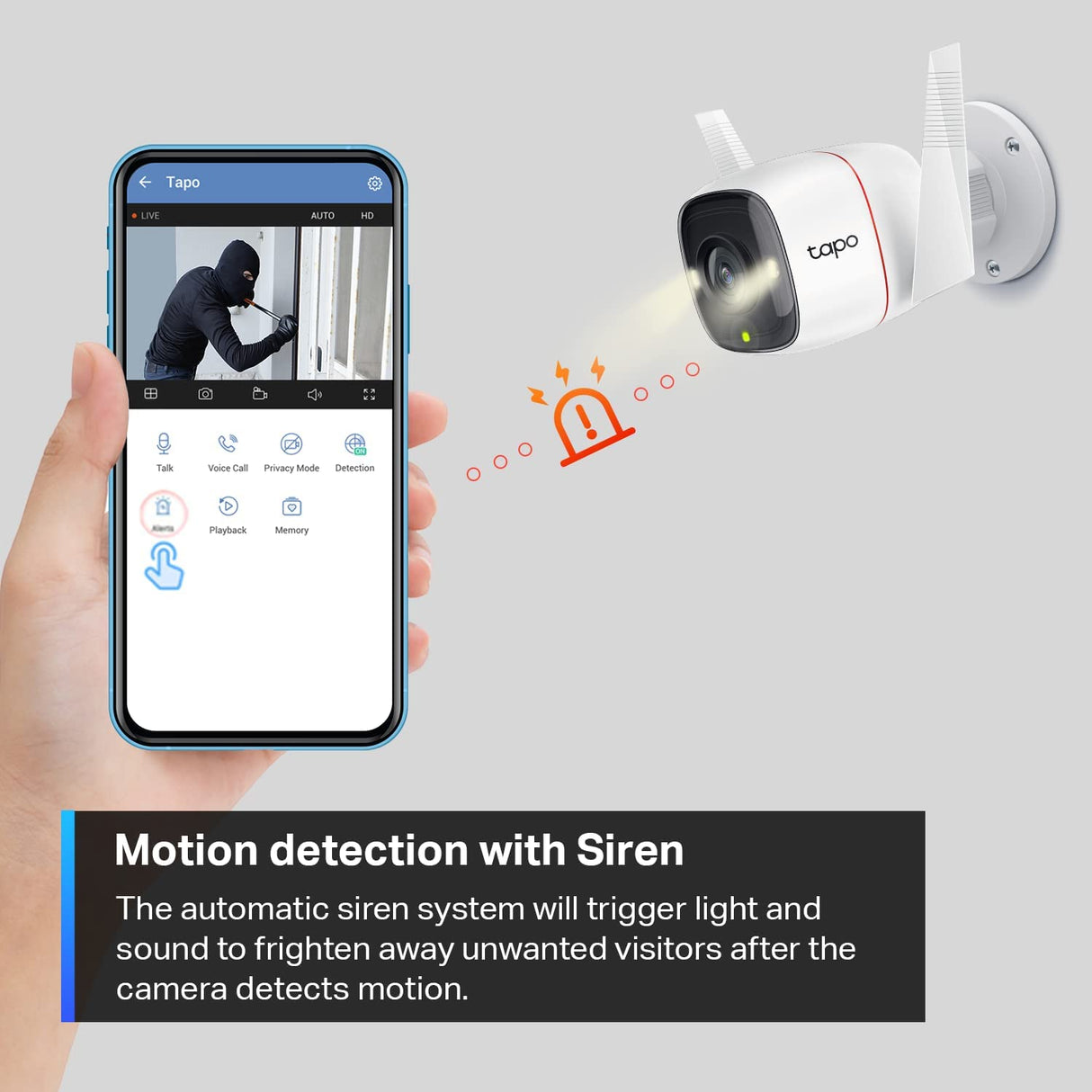 TP-Link Tapo 2K HD Security Camera Outdoor Wired, IP66 Weatherproof, Motion/Person Detection, Works with Alexa & Google Home, Built-in Siren w/ Night Vision, Cloud/SD Card Storage, 2-Way Audio(C310)