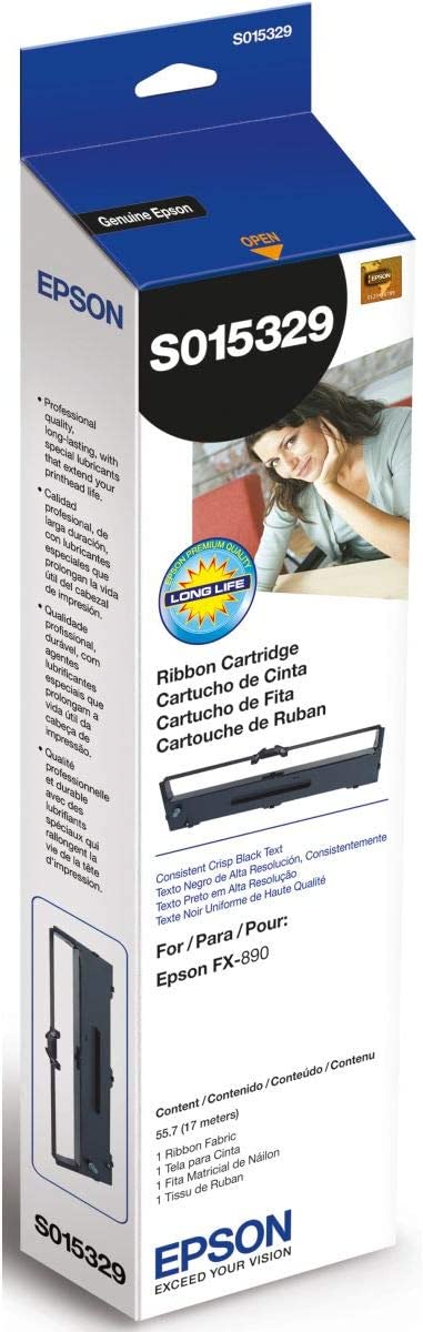 Epson S015329 FX-890 Fabric Ribbon -Cartridge (Black) in Retail Packaging