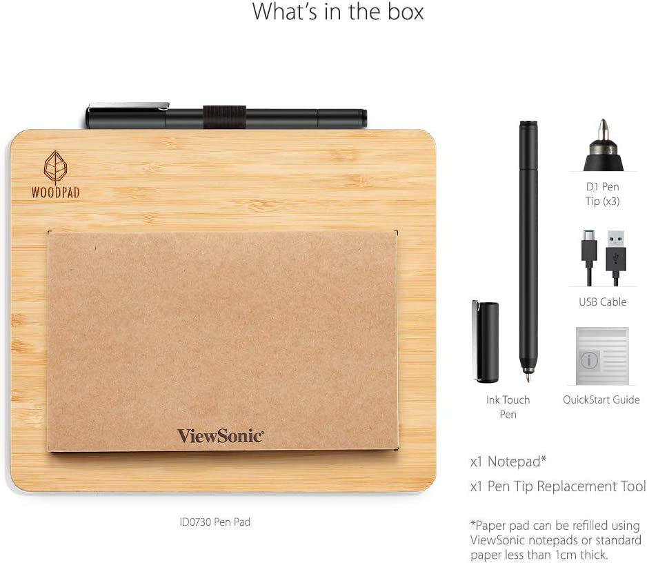 ViewSonic ID0730 7.5 Inch Portable Digital Writing Pen Pad with Battery Free Ink Pen for Sketching, Drawing, Graphic Design, Remote Teaching, Distance Learning Supports Windows, Mac, Android