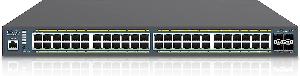 EnGenius Fit L2 Plus Managed EWS7952P-FIT 48-Port Gigabit PoE+ Switch with 410W Budget, 4 SFP Uplink Ports