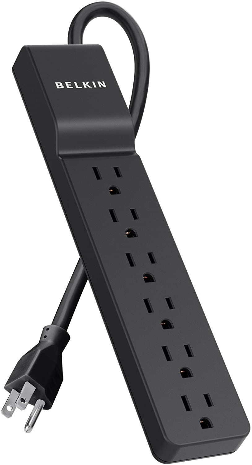 Belkin 6-Outlet Home And Office Surge Protector With Essential Power Filtration And 4ft Cord, 700 Joules, Black 4' Black