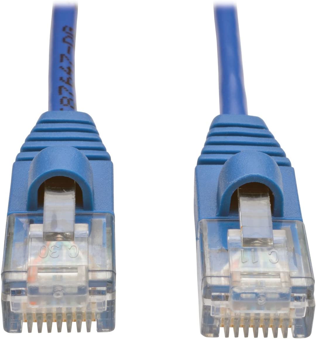 Tripp Lite Cat5e Snagless Molded Slim UTP Patch Cable (M/M), RJ45, Blue, 3 ft. (N001-S03-BL)