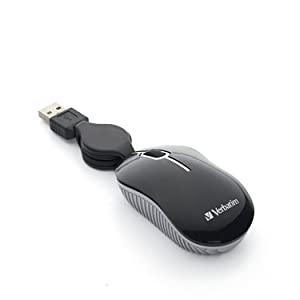 Verbatim Wired Optical Computer Mini USB-A Mouse - Plug & Play Corded Travel Mouse – Black 98113 BLACK USB-A