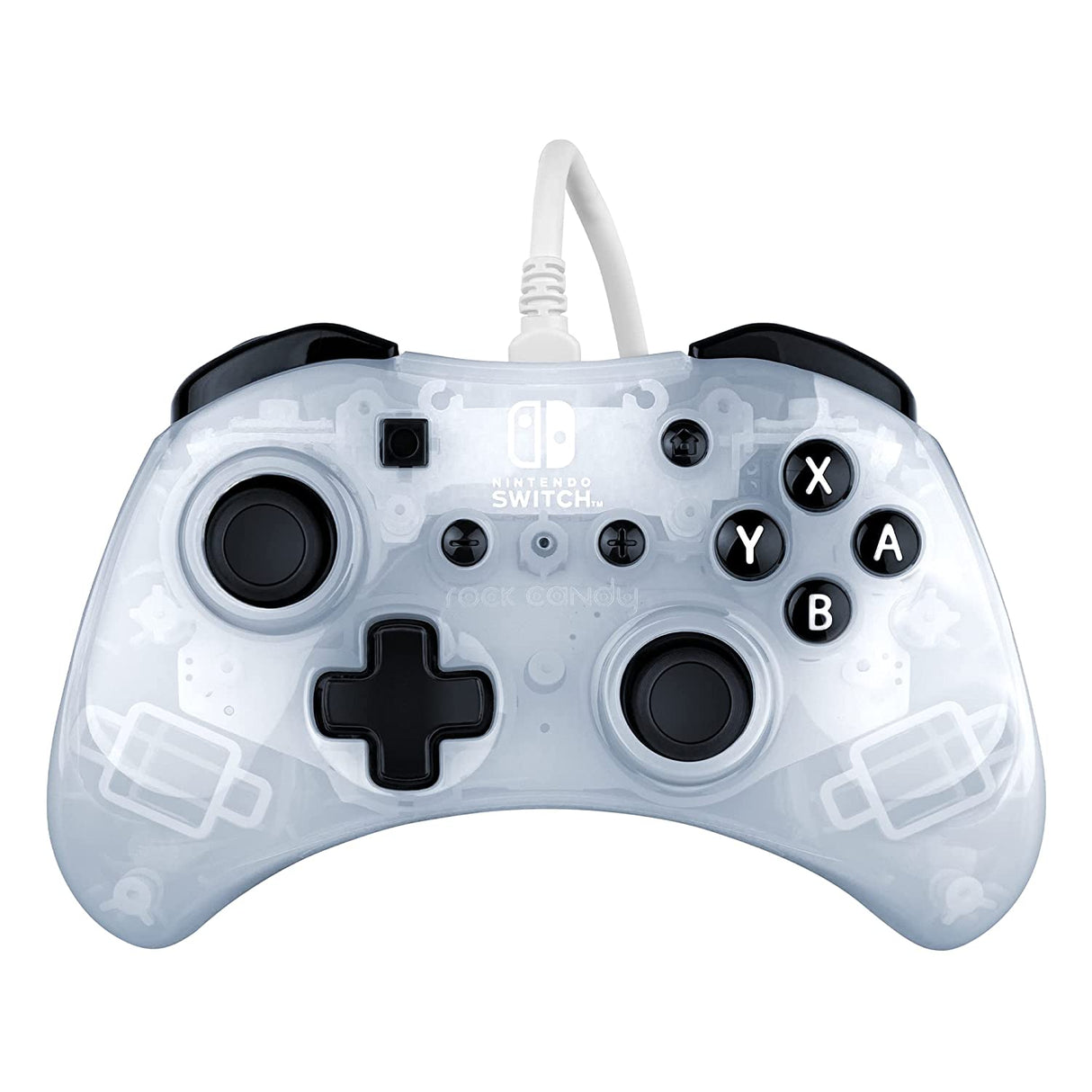 PDP Rock Candy Wired Gaming Switch Pro Controller - Frost White / Clear - Licensed for Switch and OLED - Compact, Durable Travel Controller - Nintendo Switch Frost White OLED Edition