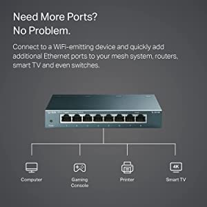 TP-Link TL-SG108 | 8 Port Gigabit Unmanaged Ethernet Network Switch, Ethernet Splitter | Plug & Play | Fanless Metal Design | Shielded Ports | Traffic Optimization | Limited Lifetime Protection