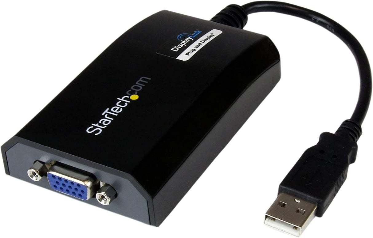 StarTech.com USB to VGA Adapter - 1920x1200 - External Video & Graphics Card - Dual Monitor - Supports Mac & Windows and Mirror & Extend Mode (USB2VGAPRO2),Black USB 2.0 to VGA (DL Certified)
