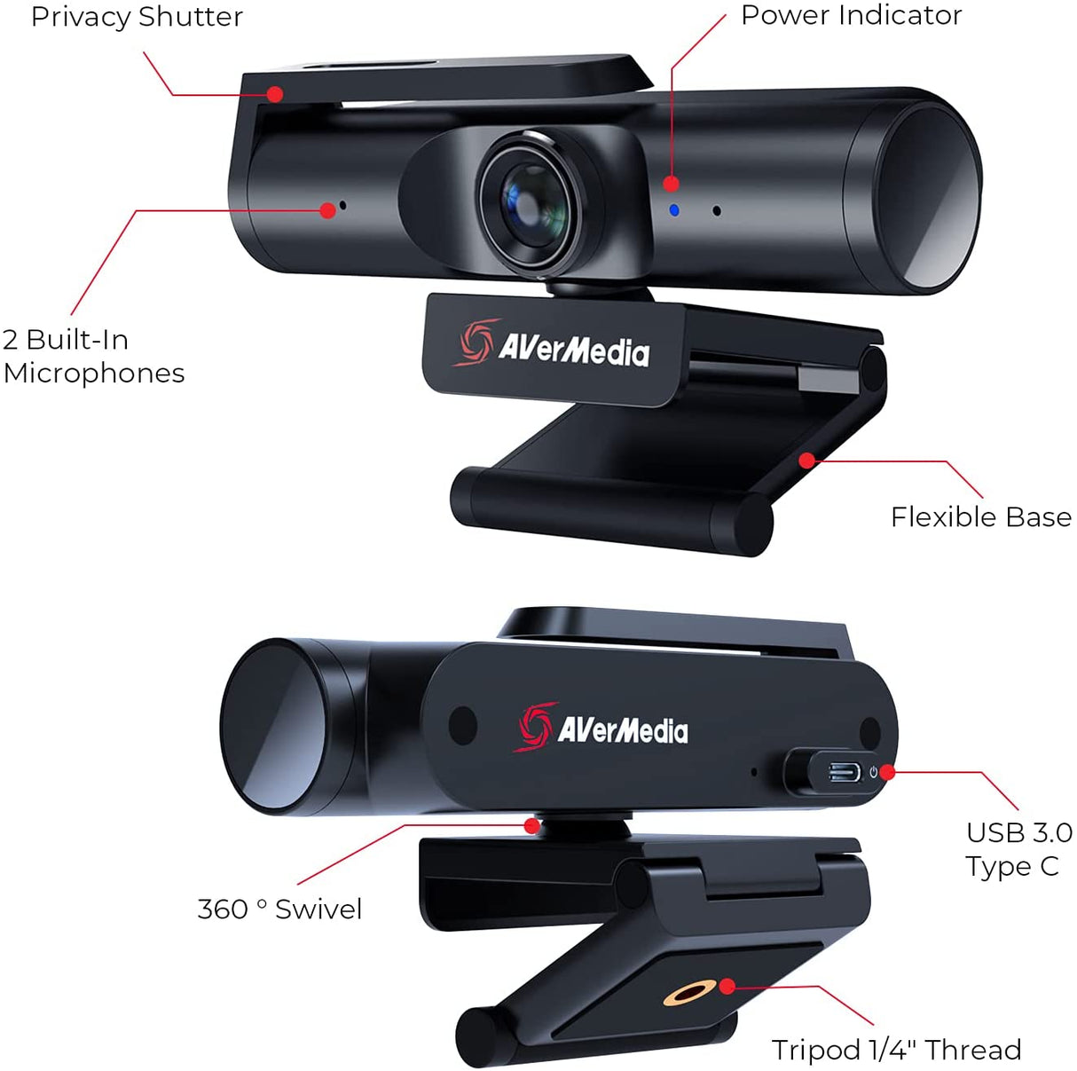 AVerMedia Live Streamer CAM 513. A Plug & Play USB 3.0, 4K UHD, Wide-Angle Lens Webcam (PW513) 4K UHD Livestream