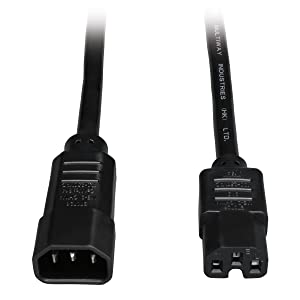 Tripp Lite 10ft Heavy Duty Computer Power Extension Cord 15A, 14 AWG, C14 to C15, Black 10'(P018-010) Black 10 ft. Power Cord