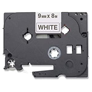 Brother 9mm (0.35") Black on White HGe Tape with Standard Adhesive 8m (26.2 ft) - 5 Pack