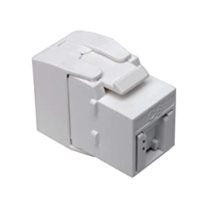 Tripp Lite RJ45 Keystone Jack, Cat6a/Cat6/Cat5e, RJ45 Connector, Shuttered, Dust Cap, No Tools Required, PoE/PoE+ Compliant, TAA Compliant, White (N238-001-GY-TF)
