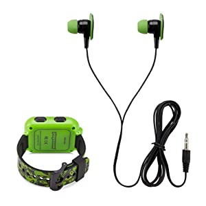 Playzoom Kids Smartwatch & Earbuds Set - Video Camera Selfies STEM Learning Educational Fun Games, MP3 Music Player Audio Books Touch Screen Sports Digital Watch Fun Gift for Kids Toddlers Boys Girls PlayZoom 2 W/Earbuds Black/Green Alien