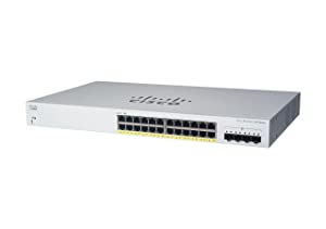 CISCO DESIGNED Business CBS220-24P-4G Smart Switch | 24 Port GE | PoE | 4x1G SFP | 3-Year Limited Hardware Warranty (CBS220-24P-4G-NA) 24-port GE / PoE+ / 195W / 4 x GE uplinks Smart Switch