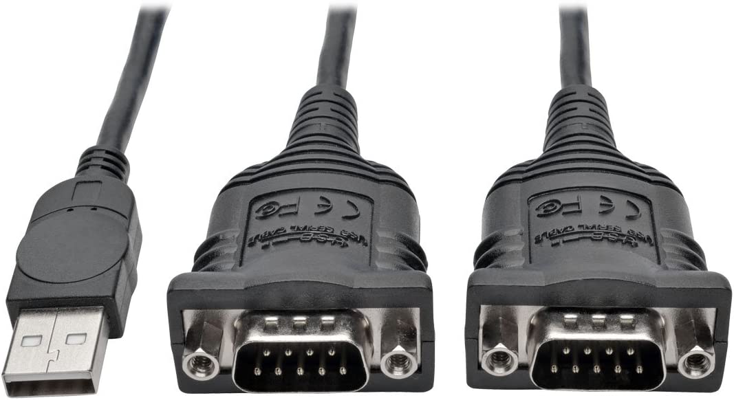 Tripp Lite 6ft 2-Port USB to DB9/ RS 232 Serial Adapter Cable FTDI, COM Retention M/M 6' (U209-006-2) USB-A to 2x DB9 (M/M)
