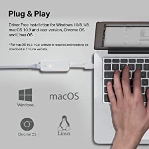 TP-Link USB to Ethernet Adapter (UE300) - Foldable USB 3.0 to 10/100/1000 Gigabit Ethernet LAN Network Adapter, Support Windows 10/8.1/8/7/Vista/XP for Desktop Laptop Apple MacBook Linux