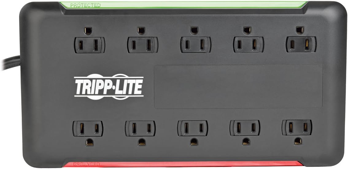 Tripp Lite 10-Outlet Surge Protector Power Strip 6ft Cord 2880 Joules Black $100K Insurance (TLP1006B) 10-Outlet Outlet
