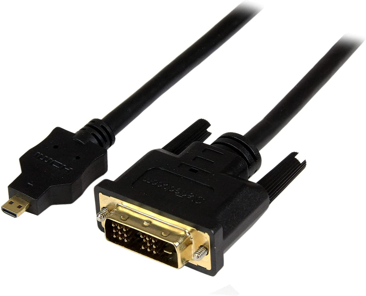 StarTech.com 2m Micro HDMI to DVI-D Cable - M/M - 2 meter Micro HDMI to DVI Cable - 19 pin HDMI (D) Male to DVI-D Male - 1920x1200 Video (HDDDVIMM2M),Black,6 ft / 2m 6 ft / 2m Micro HDMI to DVI
