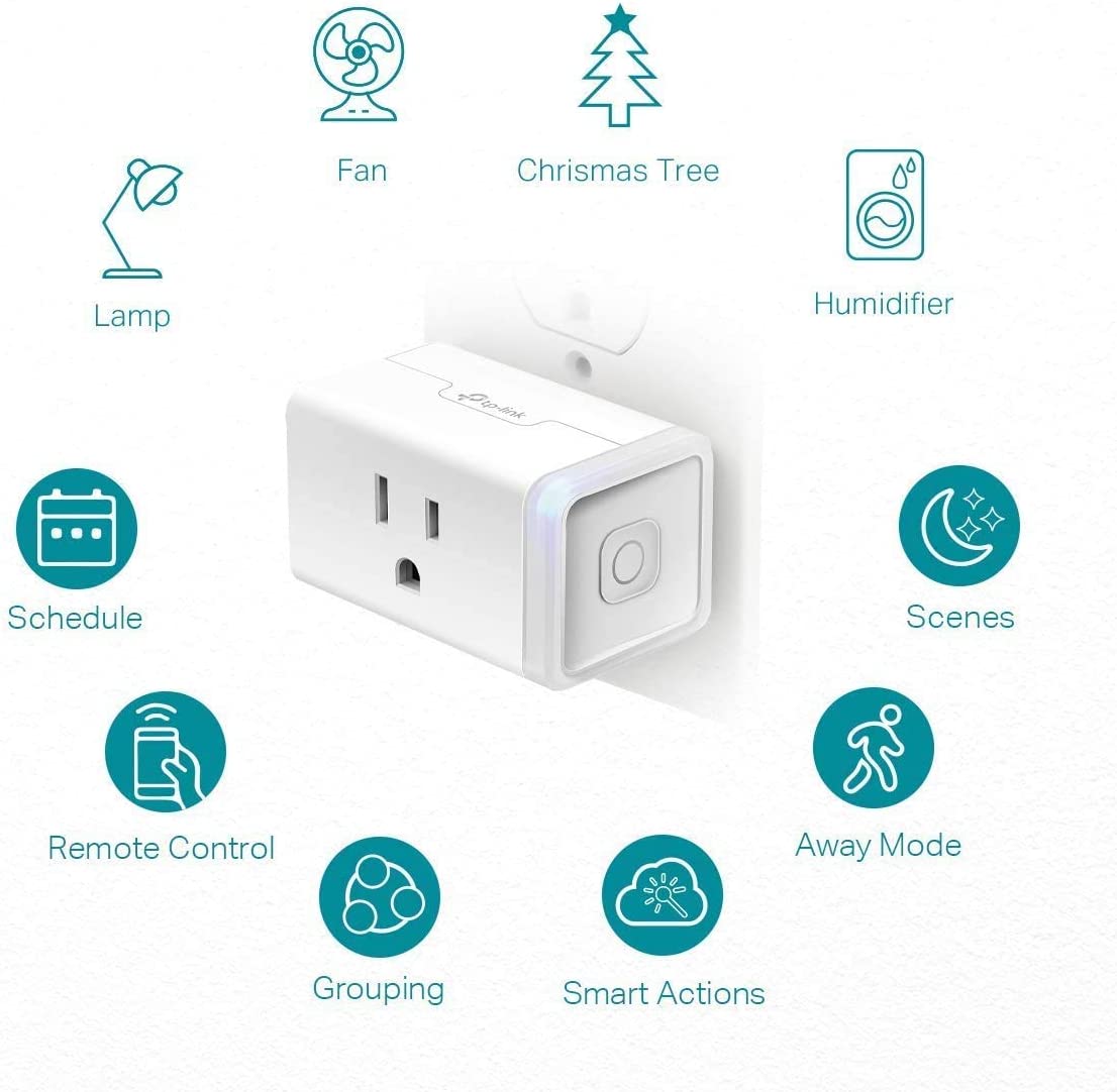 Kasa Smart Plug by TP-Link, Smart Home Wi-Fi Outlet Works with Alexa, Echo, Google Home & IFTTT, No Hub Required, Remote Control, 15 Amp, UL Certified, 1-Pack(HS103) , WHITE