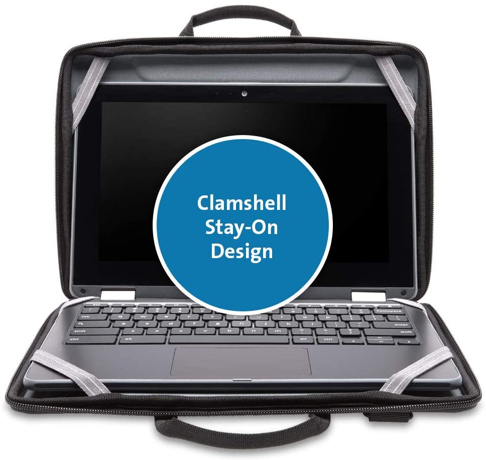Kensington LS520 Stay-On Case for 11.6" Chromebooks & Laptops (K60854WW), Grey W/Shoulder Strap