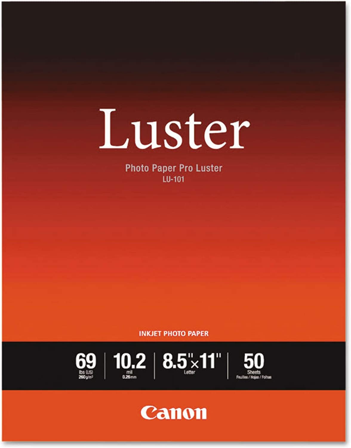 Canon 6211B004 Pro Luster Inkjet Photo Paper, 8 1/2-Inch X 11-Inch, White, 50 Sheets/Pack