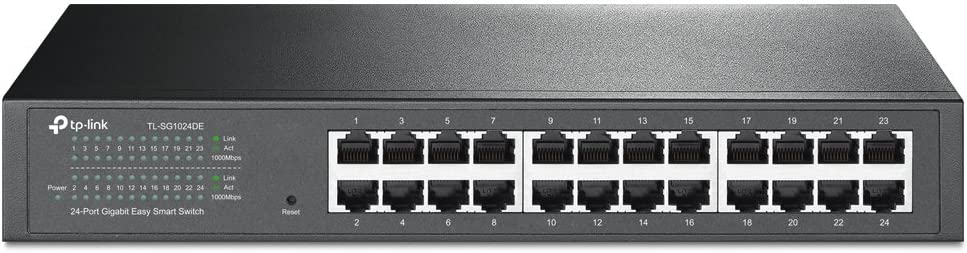 TP-Link 24 Port Gigabit Switch | Easy Smart Managed | Plug & Play | Limited Lifetime Protection | Desktop/Rackmount | Sturdy Metal w/ Shielded Ports | Support QoS, Vlan, IGMP & LAG (TL-SG1024DE) 24 Port w/ Enhanced Features