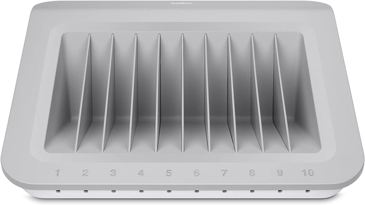 Belkin Store and Charge (AC Classroom Charging Station for Laptops, Tablets) & 10-Outlet Metal Power Strip Surge Protector, 15ft Cord AC Charge Charging Station + Charger