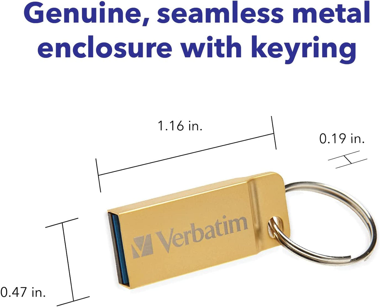 Verbatim 64GB Metal Executive USB 3.0 Flash Drive - Gold 64 GB 3.0 Gold