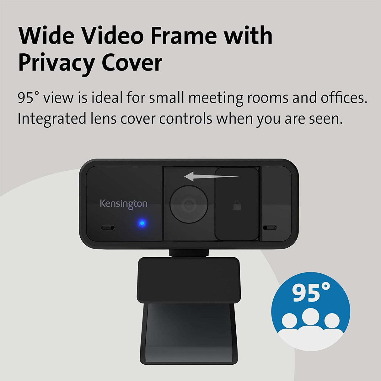 Kensington W1050 1080p Fixed Focus Wide Angle Webcam for Video Conference, Dual Stereo Mic, Software Control, Privacy Cover, Works with Microsoft Teams, Google Meet, Zoom and More (K80250WW)