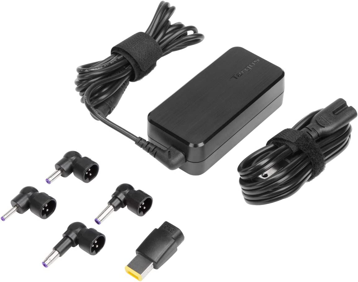 Targus 65W AC Ultra-Slim Universal Laptop Charger with 6-Foot Cable, Includes 5 Power Tips Compatible with Major Brands: Acer, ASUS, HP, Compaq, Lenovo, Samsung (APA92US)