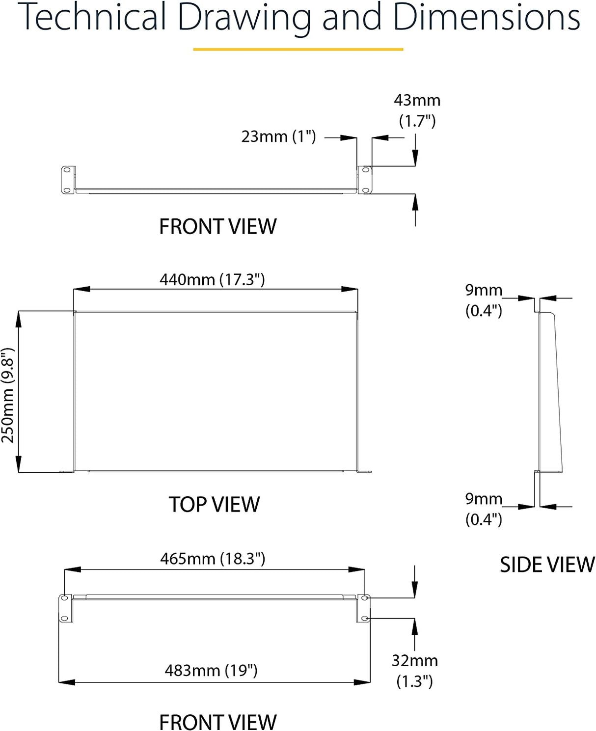 StarTech.com 1U Fixed Server Rack Mount Shelf - 10in Deep Steel Universal Cantilever Tray For 19" AV/ Network Equipment Rack - Heavy Duty Steel - Weight Capacity 44lbs/20kg, Black (CABSHELF1U10) 10" Depth 1U Rack Shelf