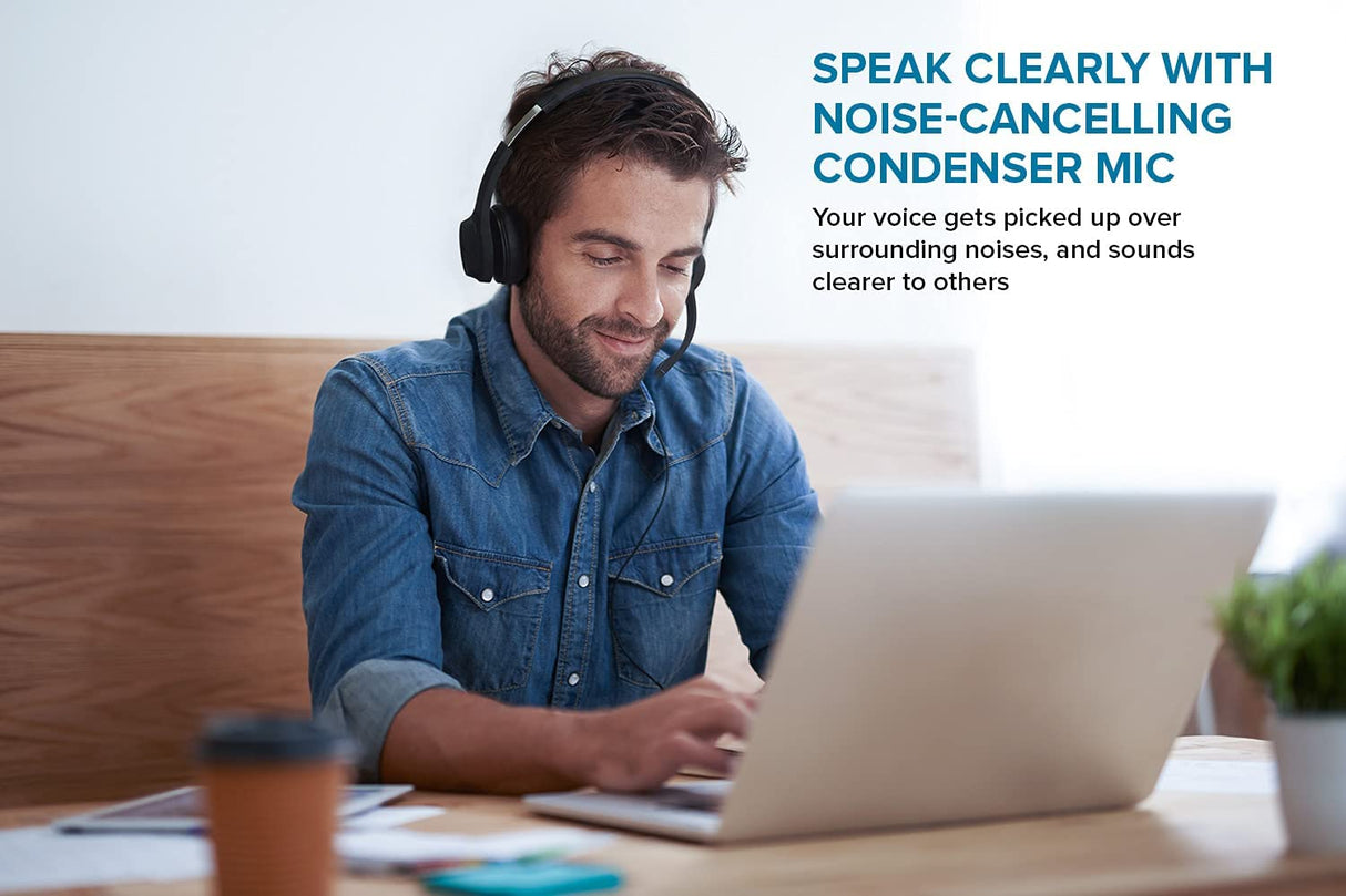 Creative Chat - 3.5 mm Stereo On-Ear Headset with Retractable Noise-Cancelling Condenser Mic, Mic Mute Switch, Volume Control Dial, for Work Calls on PC, Mac, and Mobile Devices