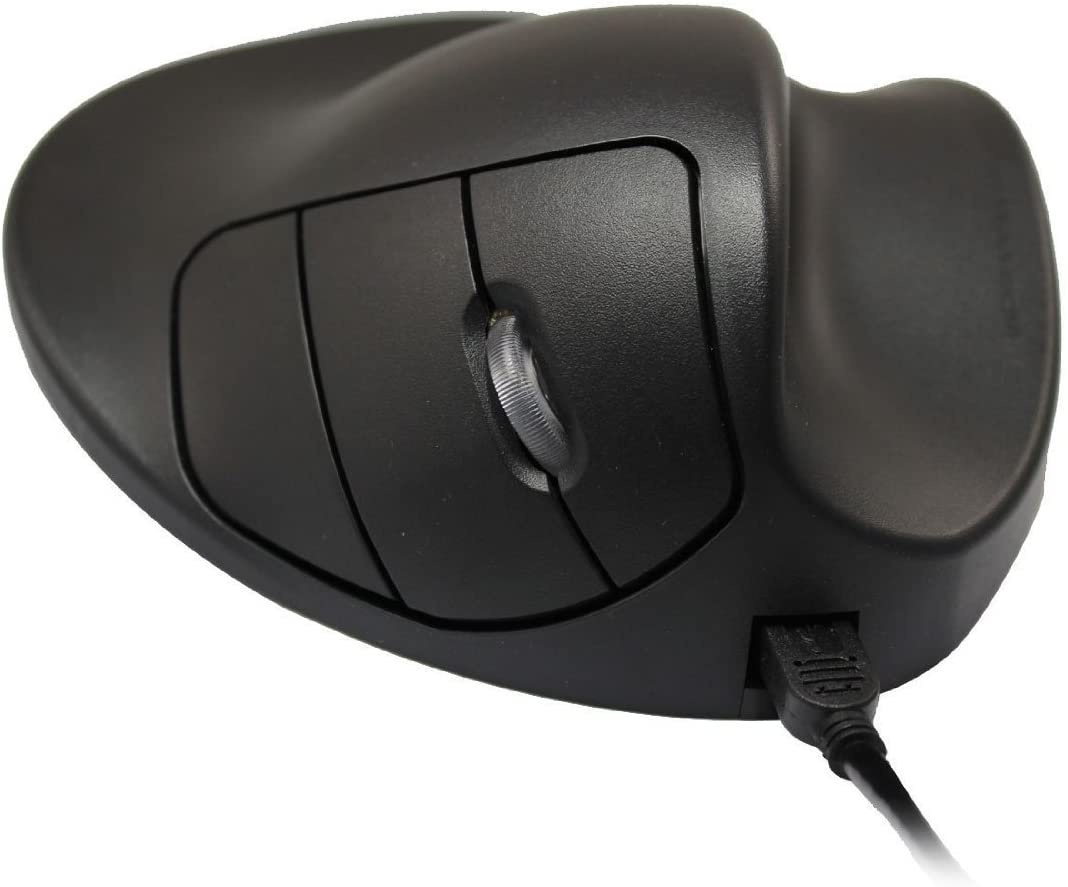 Hippus Wireless Light Click HandShoe Mouse - Small, Black Ergonomic Mouse for Right Hand - Compatible with Mac, Windows, Linux
