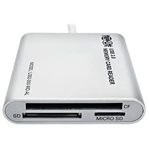 Tripp Lite USB 3.0 SuperSpeed Multi-Drive Memory Card Reader/Writer 5Gbps Aluminum Case (U352-000-MD-AL), Multi Color SD/MS/CF Aluminumn