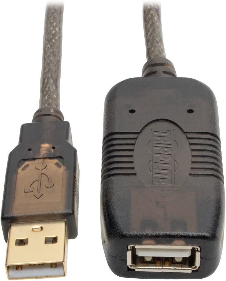 Tripp Lite Active USB 2.0 Extension Cable USB-A M/F 25ft 25' 7.6M (U026-025), Black