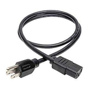 Tripp Lite Standard Computer Power Cord 10A,18AWG (NEMA 5-15P to IEC-320-C13) 3-ft.(P006-003),Black 3ft. Power Cord