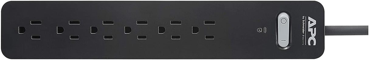 APC Surge Protector with Extension Cord 15 Ft, PE615, 6-Outlets, 1080 Joule, Power Strip Long Cord Black 15' Cord